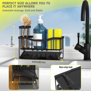 Maifan Sink Caddy Sponge Holder for Kitchen with Brush Holder and Stainless Steel Self Drain Tray, Rustproof Kitchen